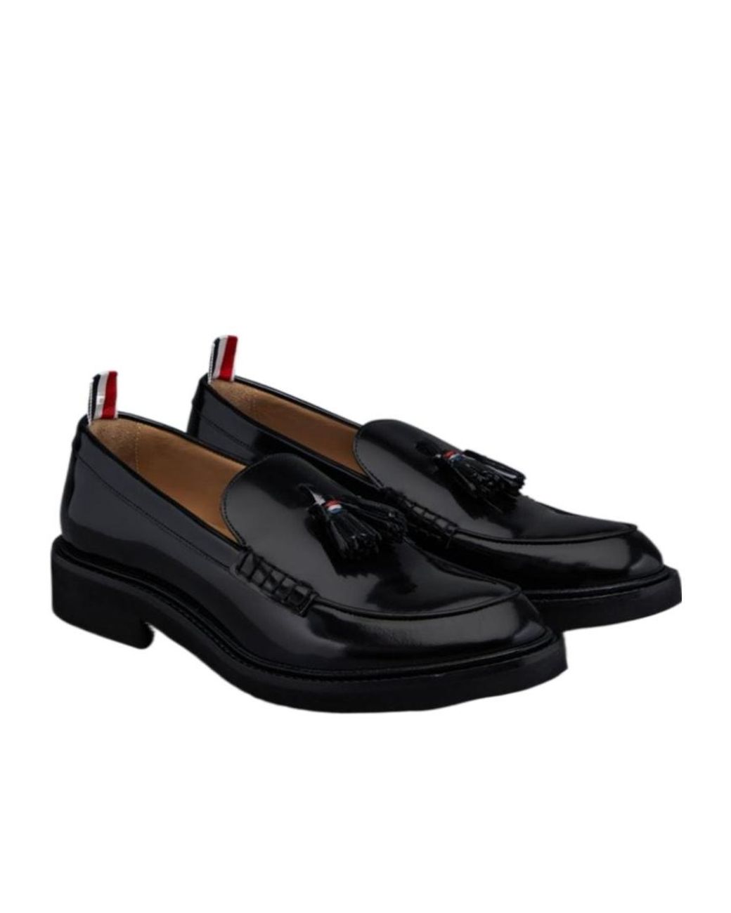 Thom Browne Black Round Toe Slip-On Loafers