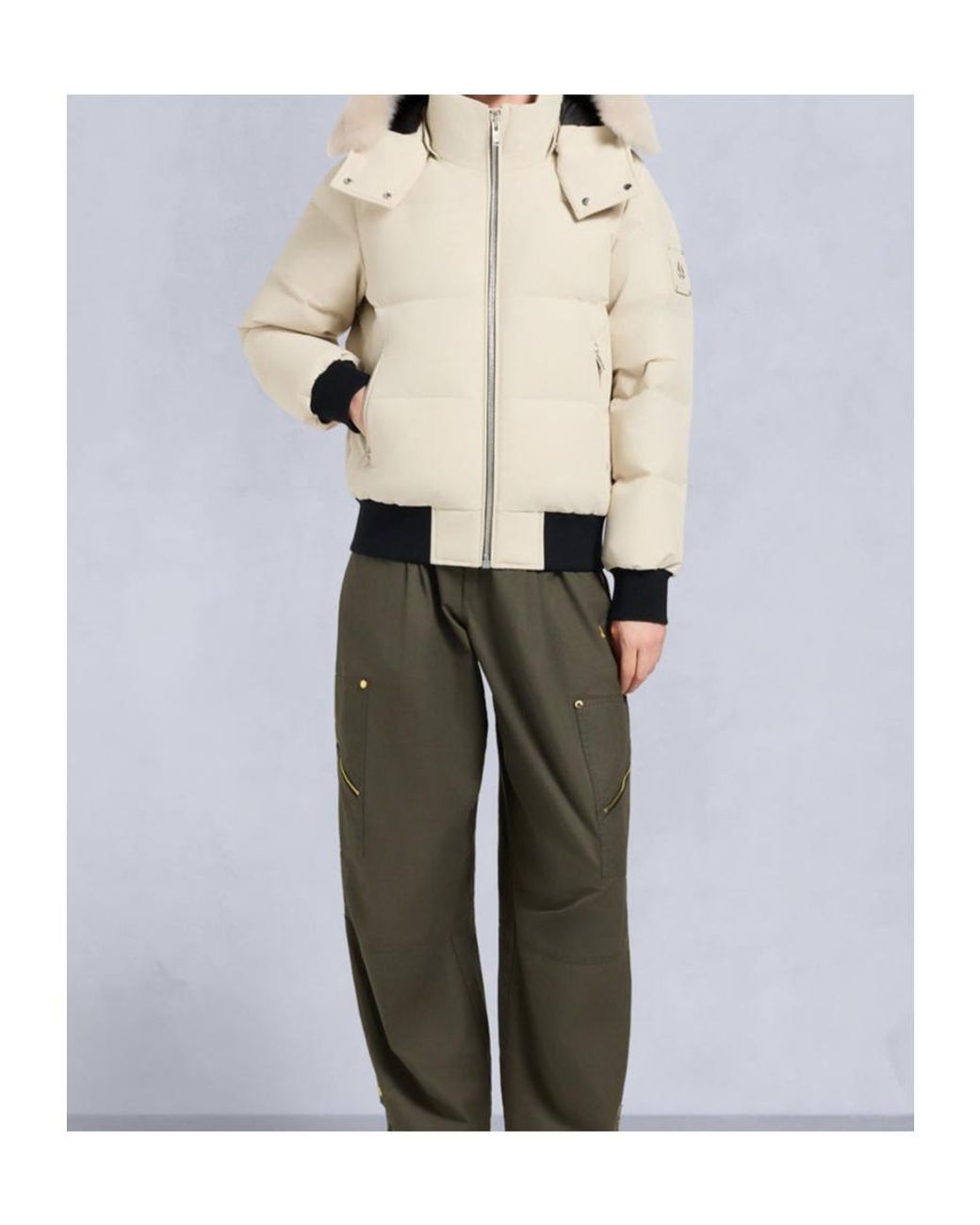 Moose Knuckles Natural Long-Sleeved Cotton-Padded Jacket