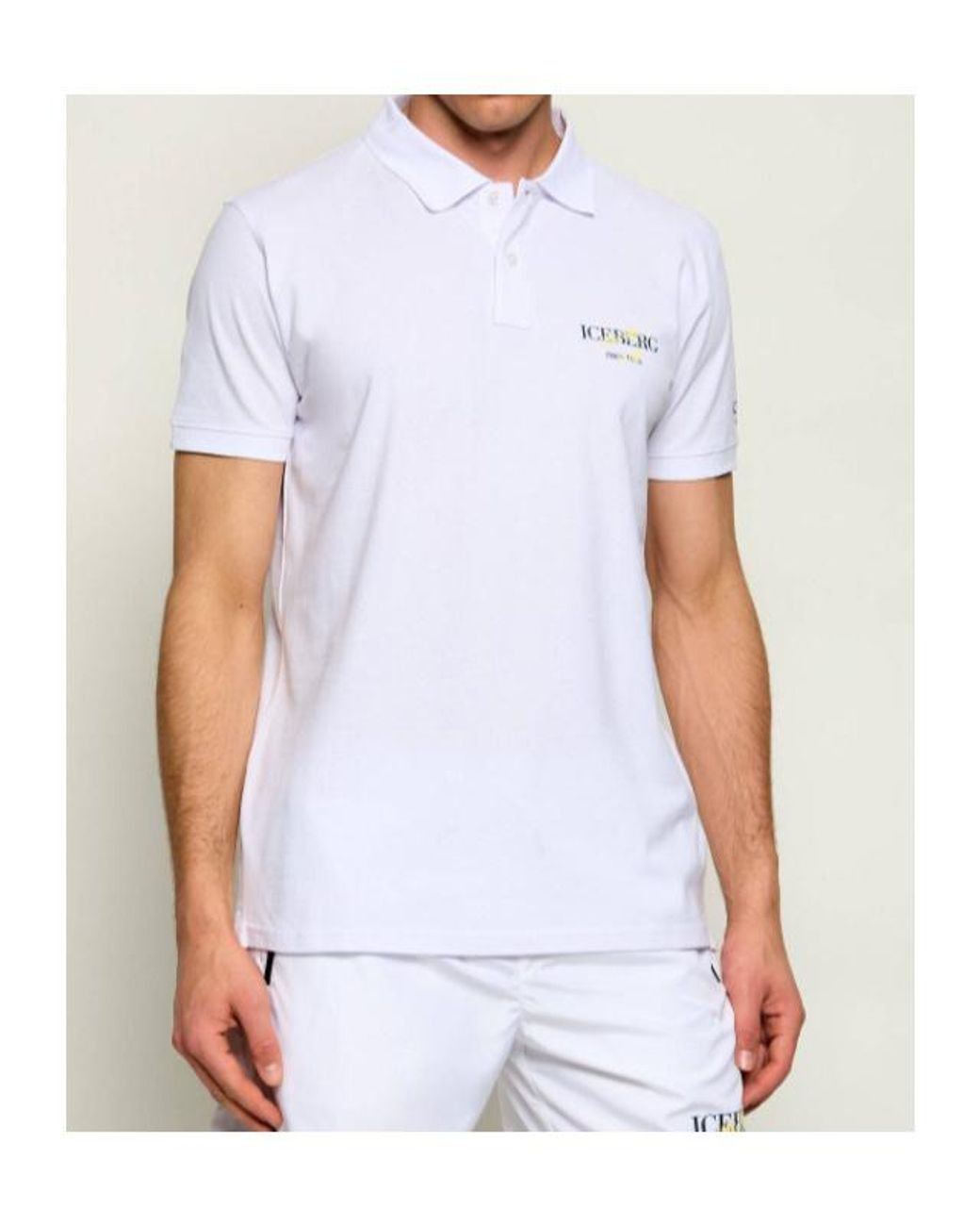 Iceberg White Logo Short-Sleeve Polo Shirt for men