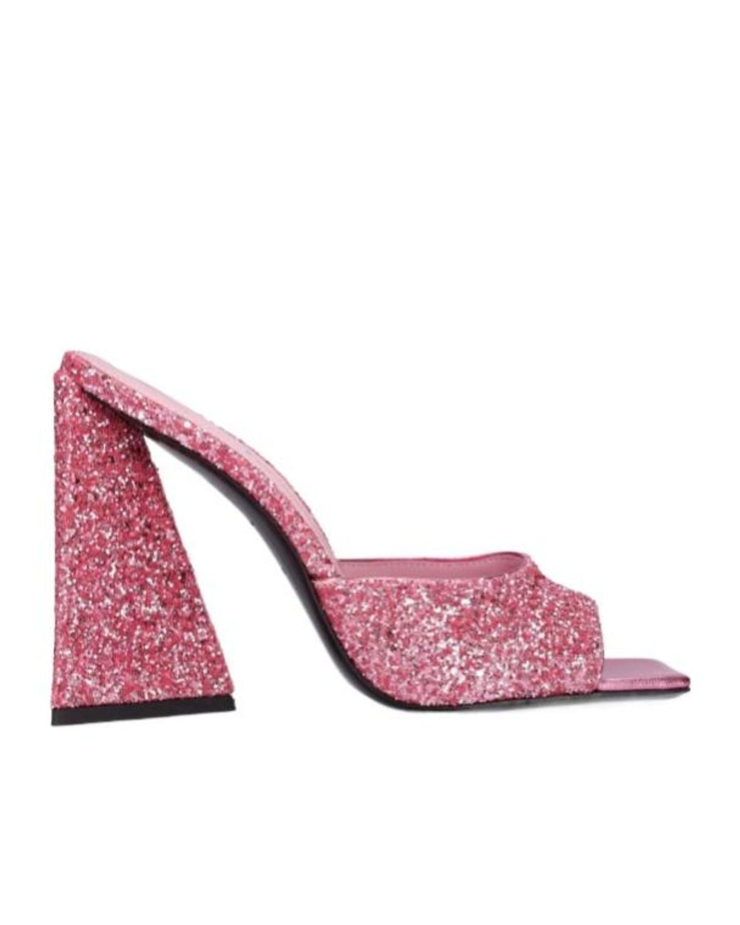 The Attico Pink Block Heel Sandals With Band