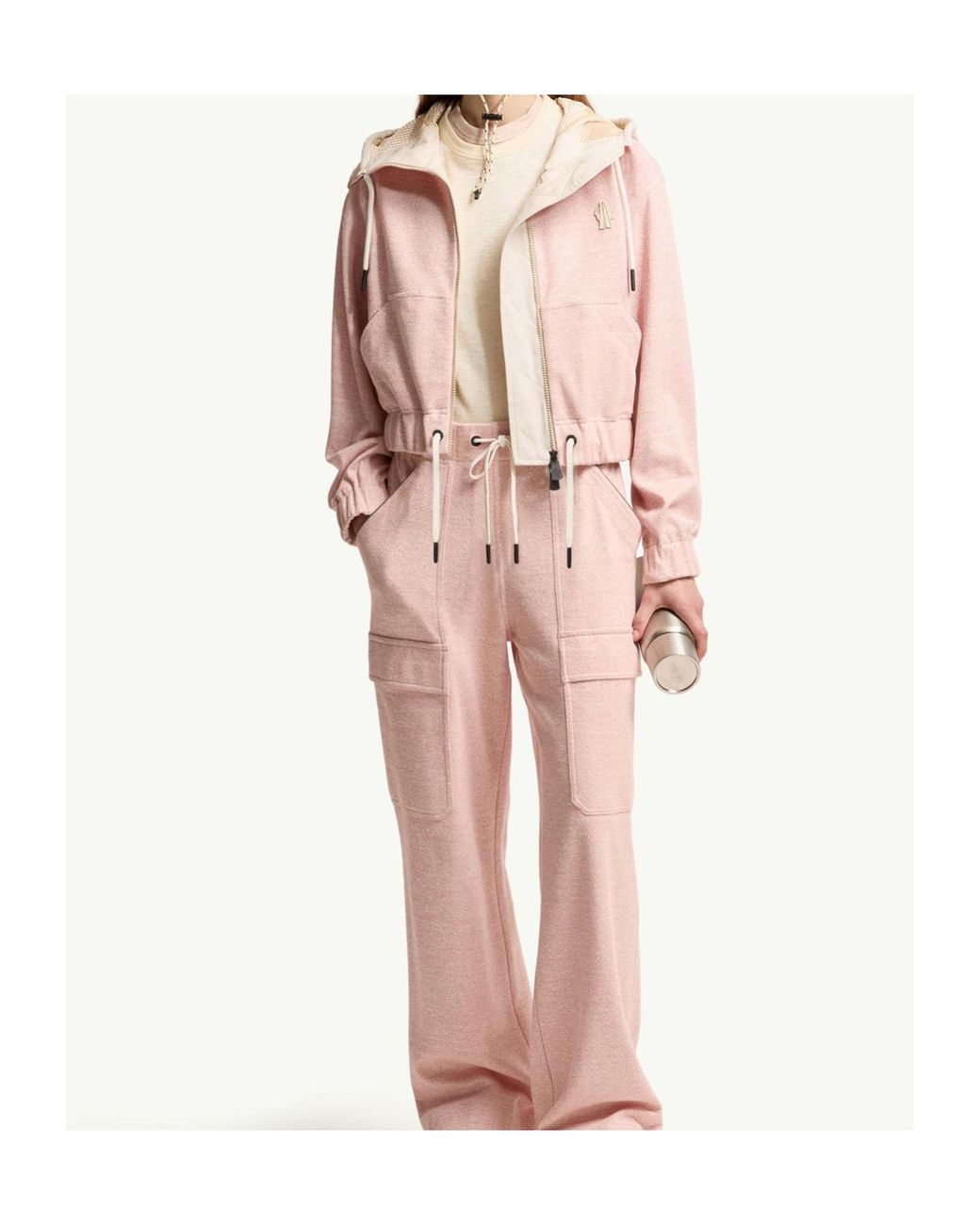 Moncler Pink Grenoble Zip-Up Drawstring Hoodie