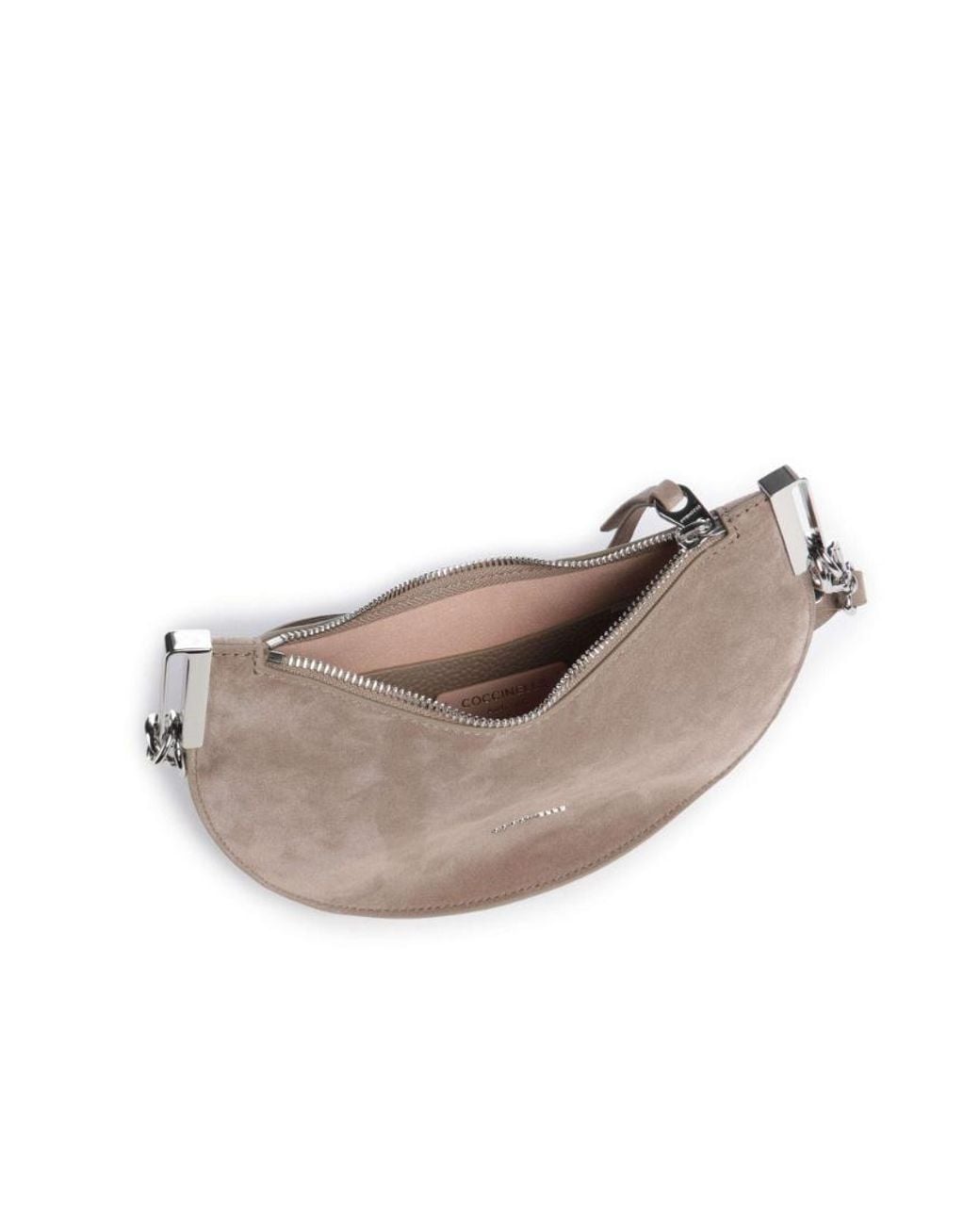 Coccinelle White Curved Zip Shoulder Bag