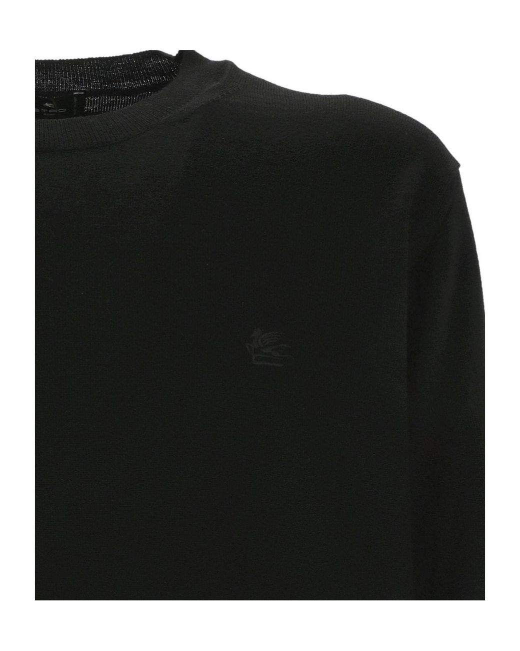 Etro Black Pegaso Embroidered Crewneck Jumper for men