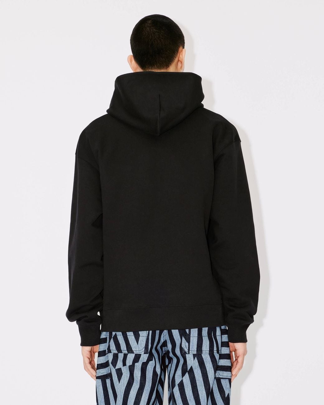 KENZO Black Target Logo-Embroidered Drop Shoulder Hoodie for men
