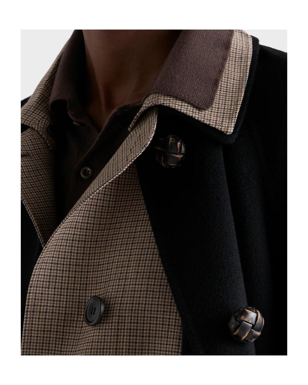 Prada Brown Single-Breasted Houndstooth Check Wool Coat