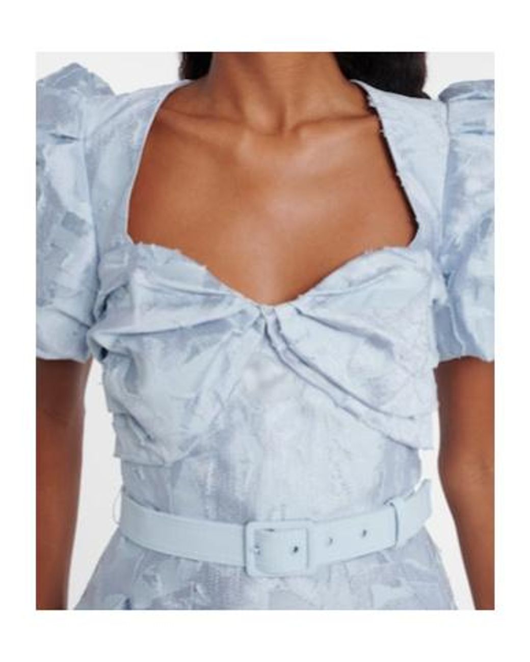 Rebecca Vallance Blue Anneli Cotton-Blend Jacquard Midi Dress