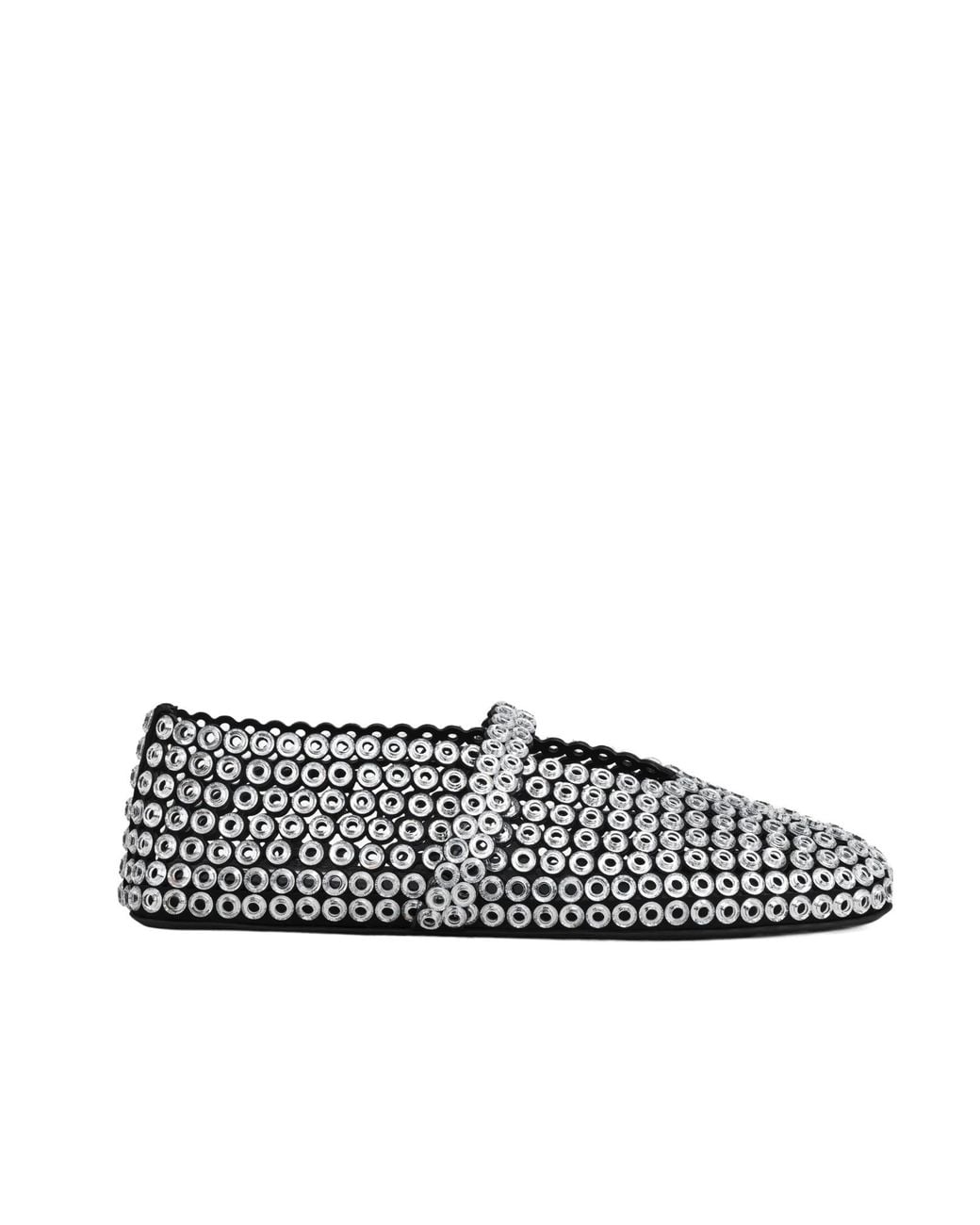 Alaïa White Alaïa Embellished Ballet Flat Shoes