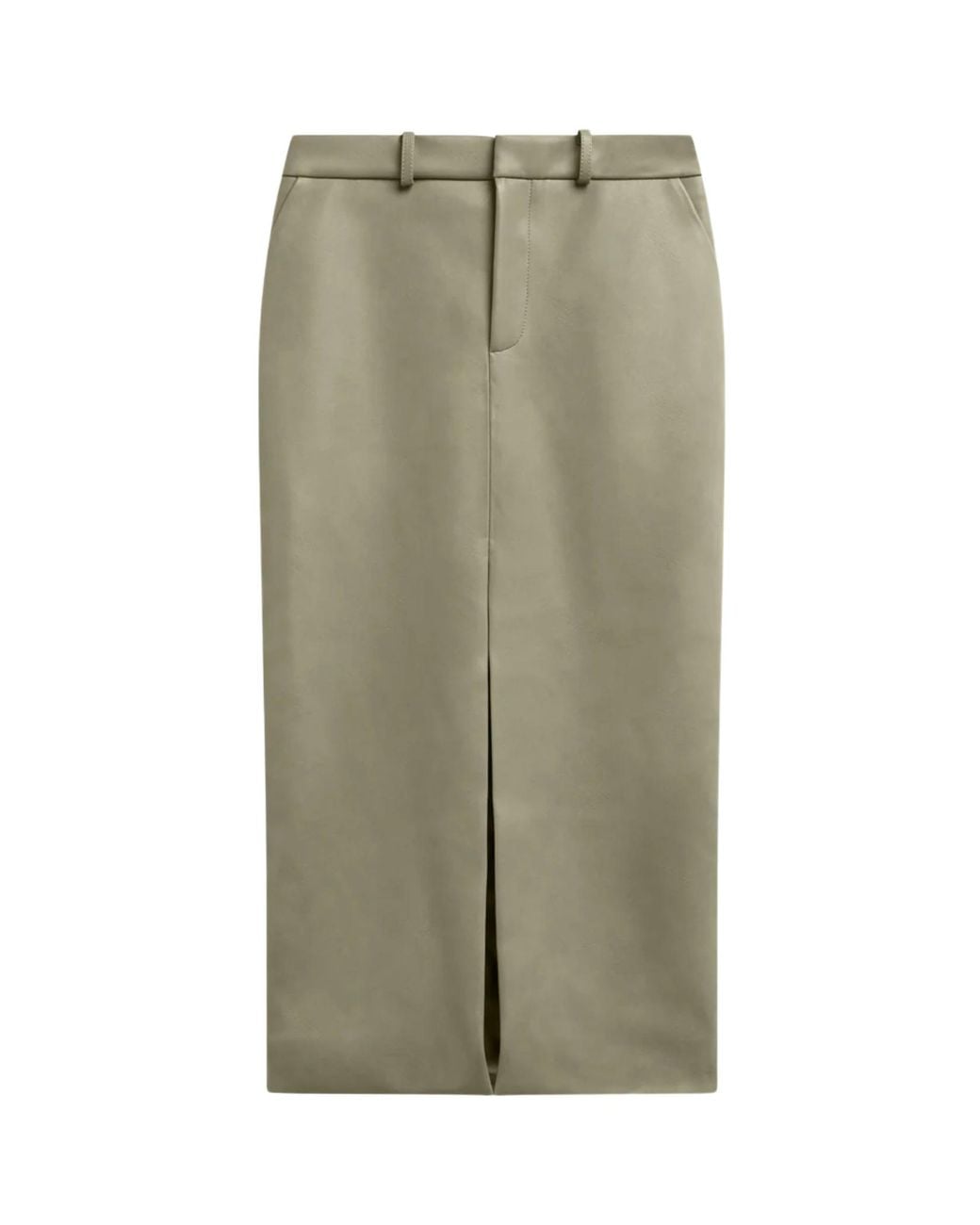 Frankie Shop Green Maybelle Front-Slit Midi Skirt