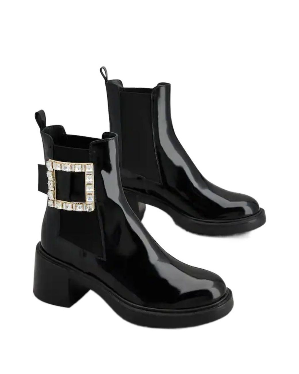 Roger Vivier Black Viv' Rangers Strass Buckle Chelsea Ankle Boots