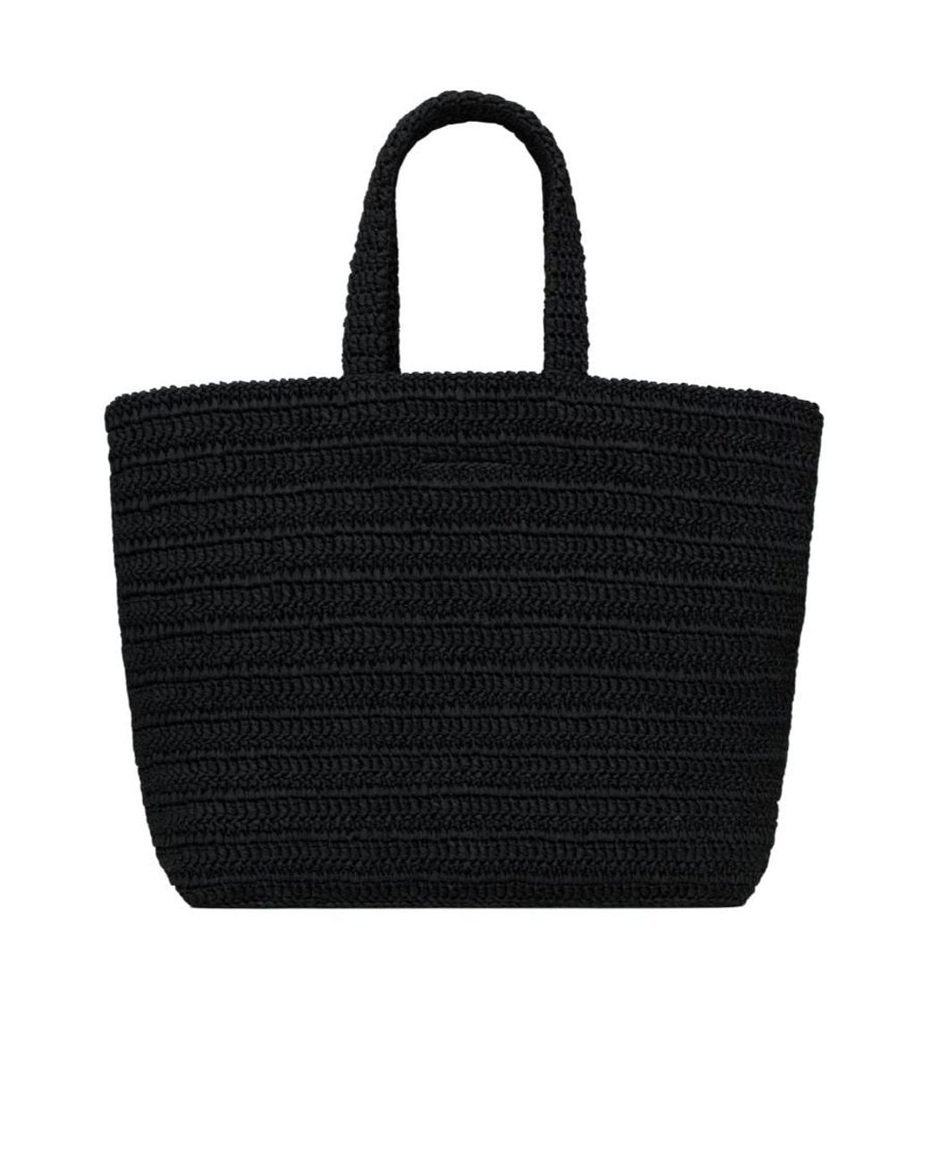 Saint Laurent Black Rive Gauche Embroidered Tote Bag