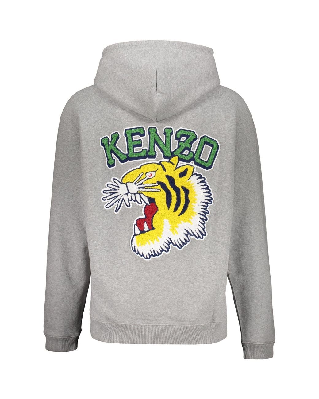 KENZO Gray Logo Tiger Patch Hoodie for men