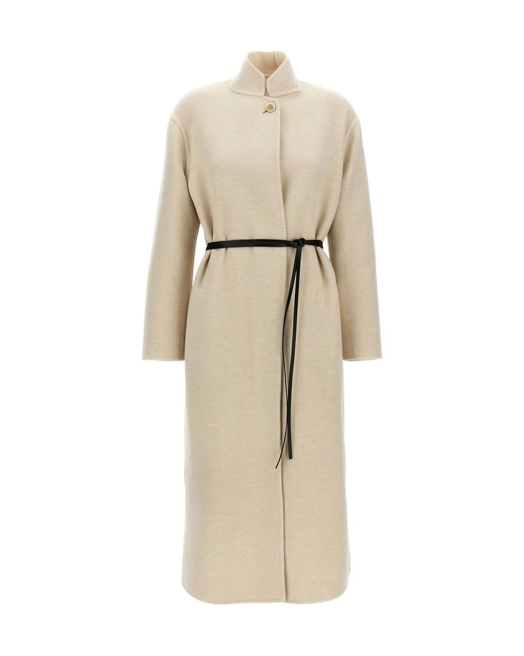 Fabiana Filippi Natural Single-Breasted Belted Coat