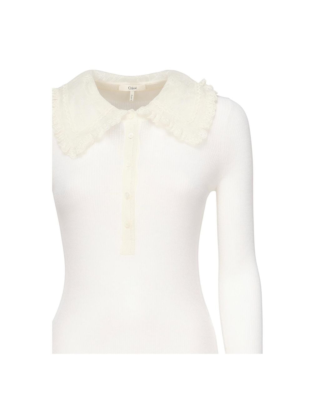 Chloé White Lace-Collar Long-Sleeve Shirt