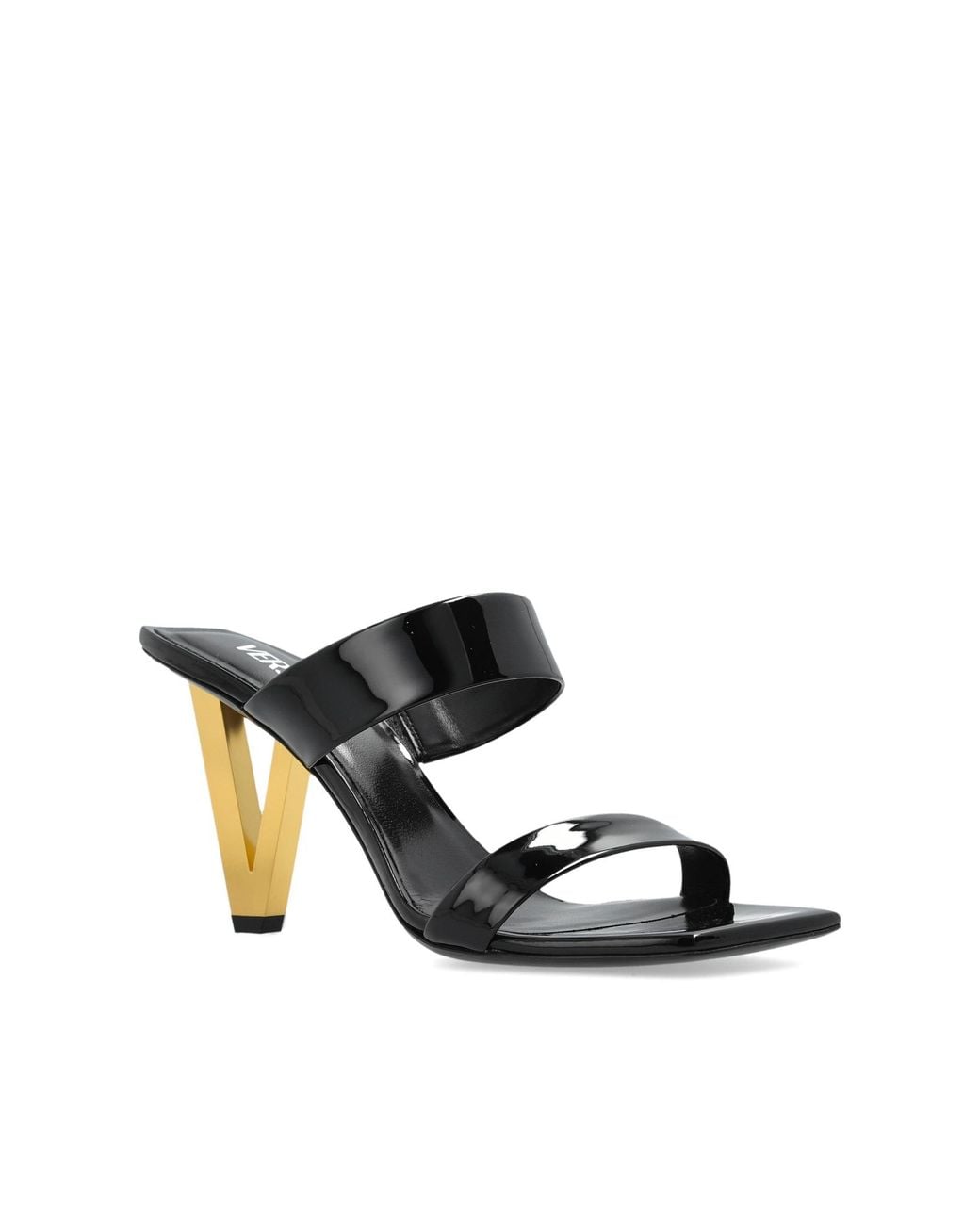 Versace White Heeled Slides