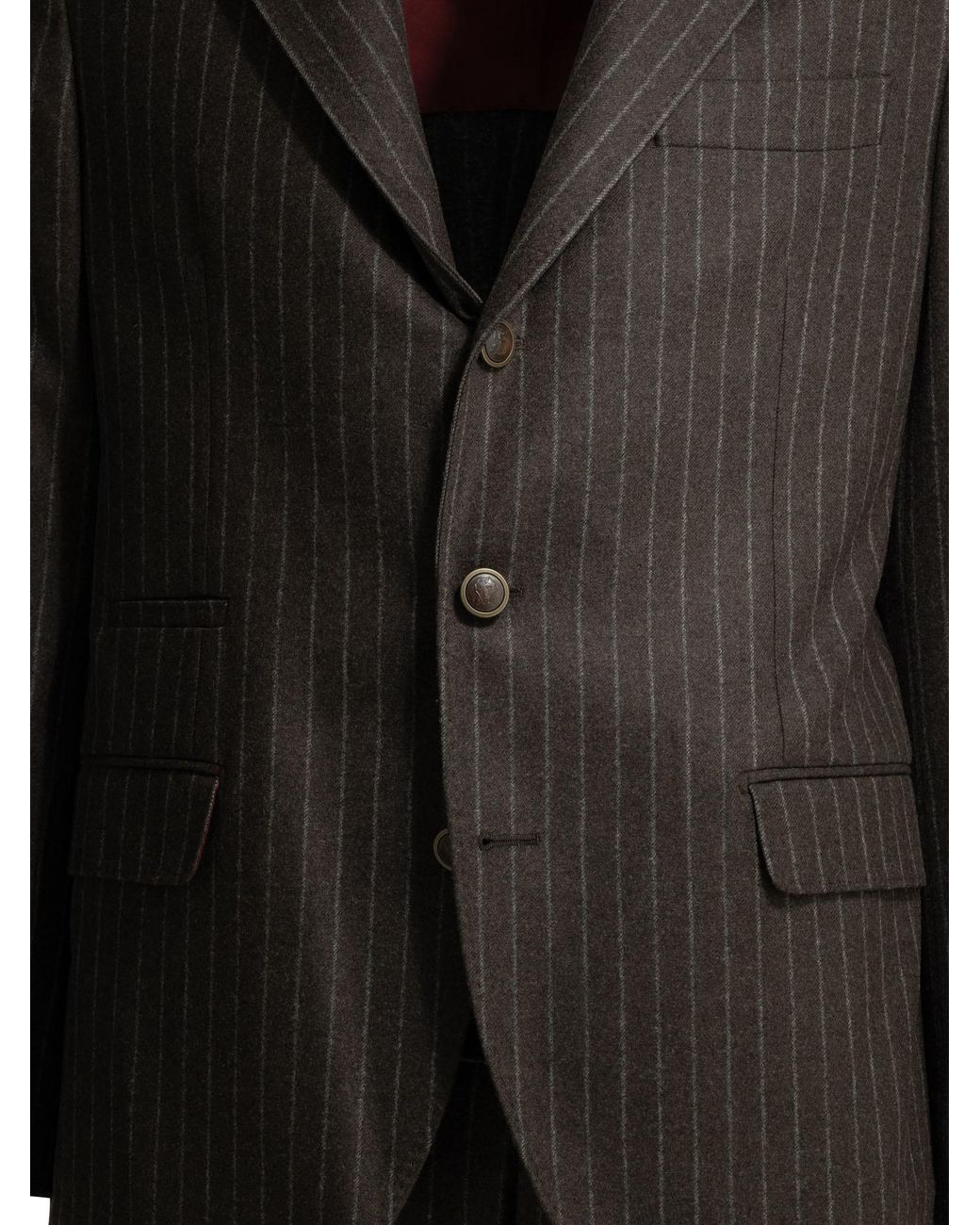 Brunello Cucinelli Black Pinstripe Single-Breasted Suit for men