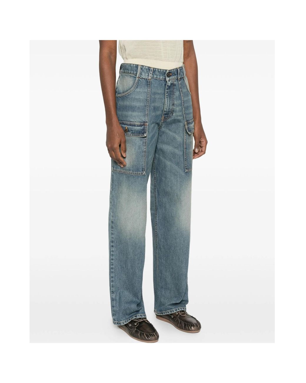 Miu Miu Blue Logo-Patch Denim Jeans