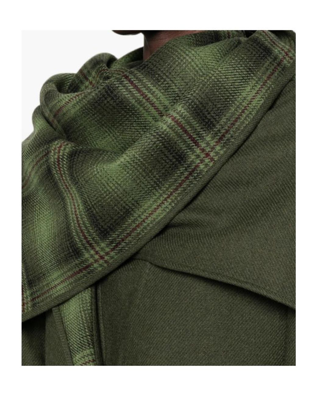 The Attico Green The Scarf Detailed Single-Breasted Coat