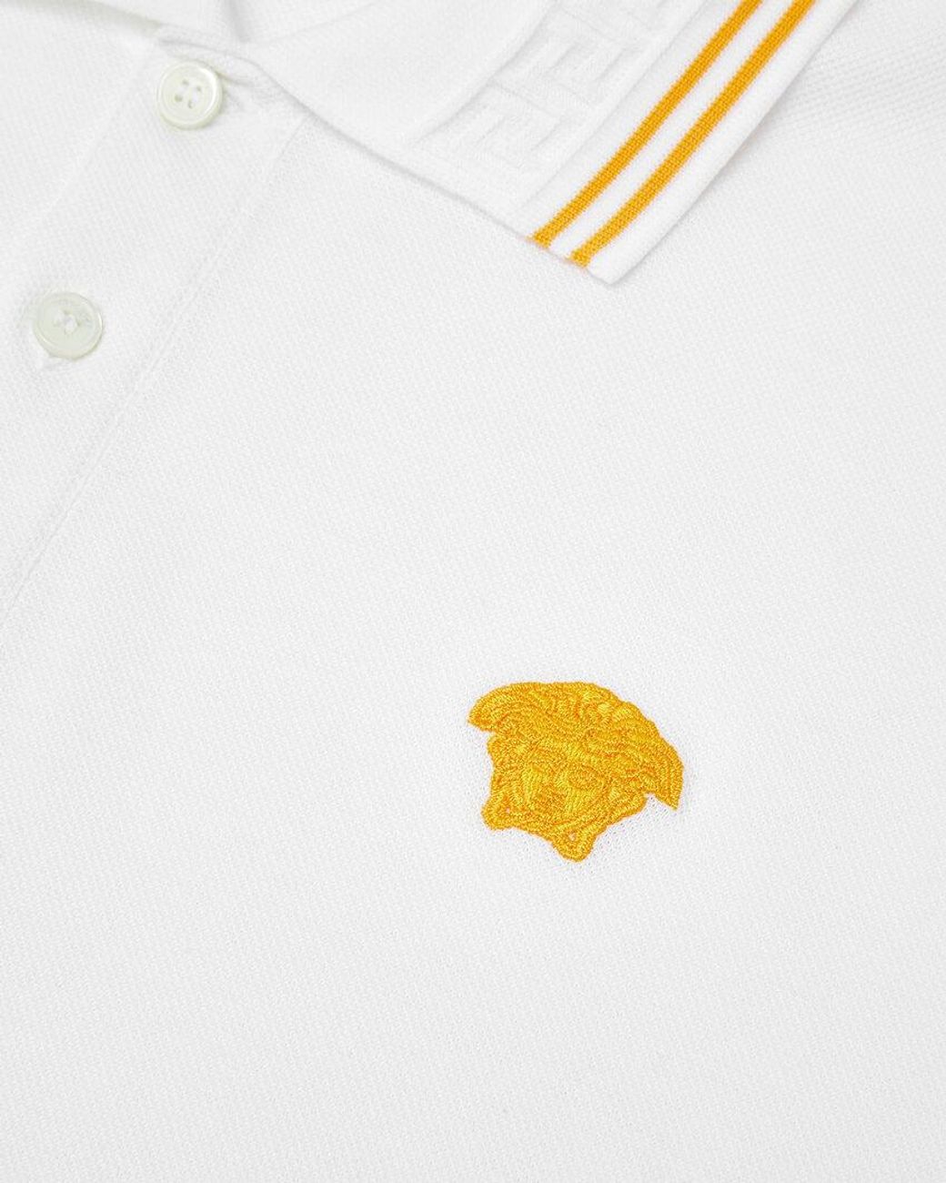 Versace White Medusa-Embroidered Short-Sleeved Polo Shirt for men