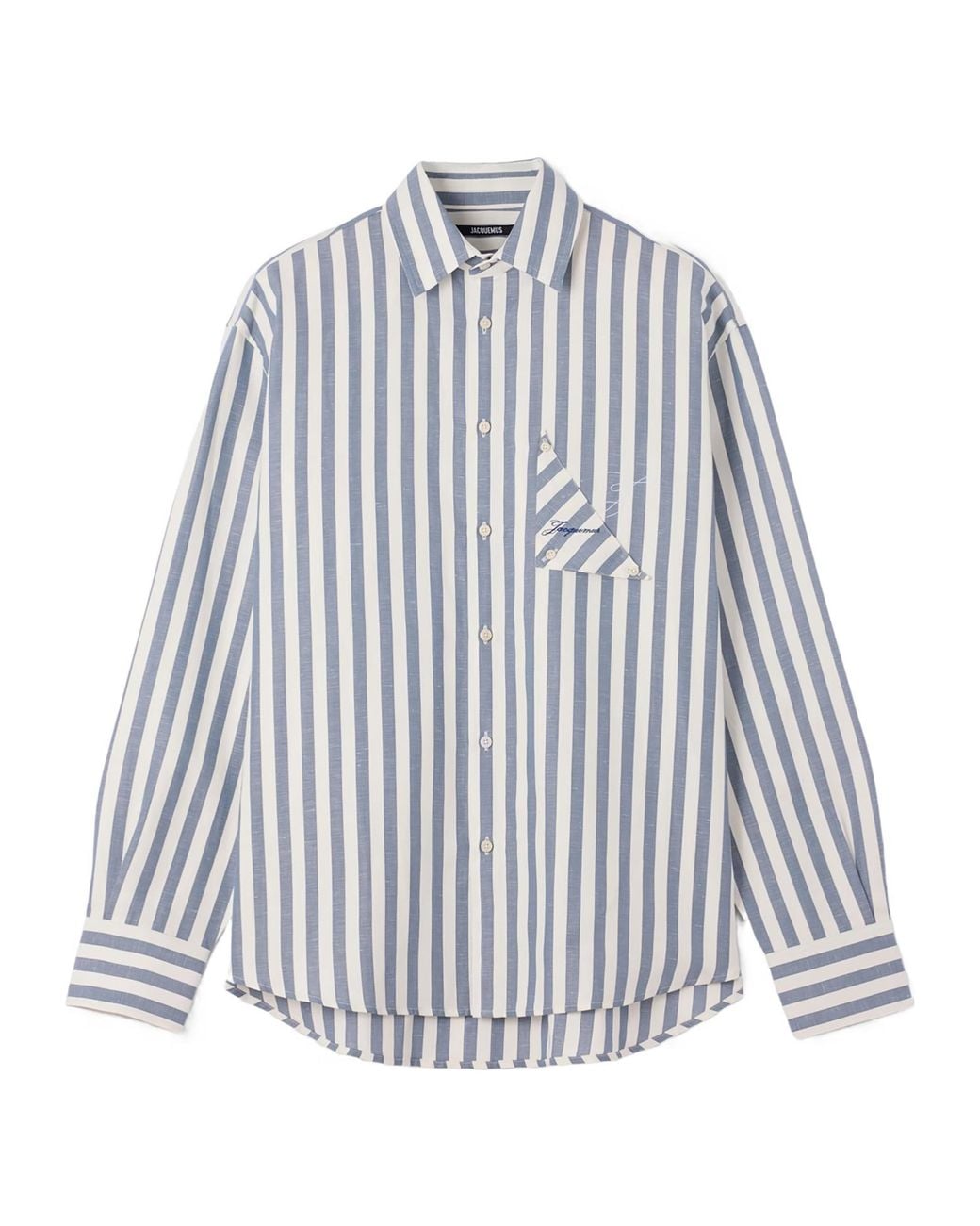 Jacquemus Blue Striped Long Sleeved Shirt for men