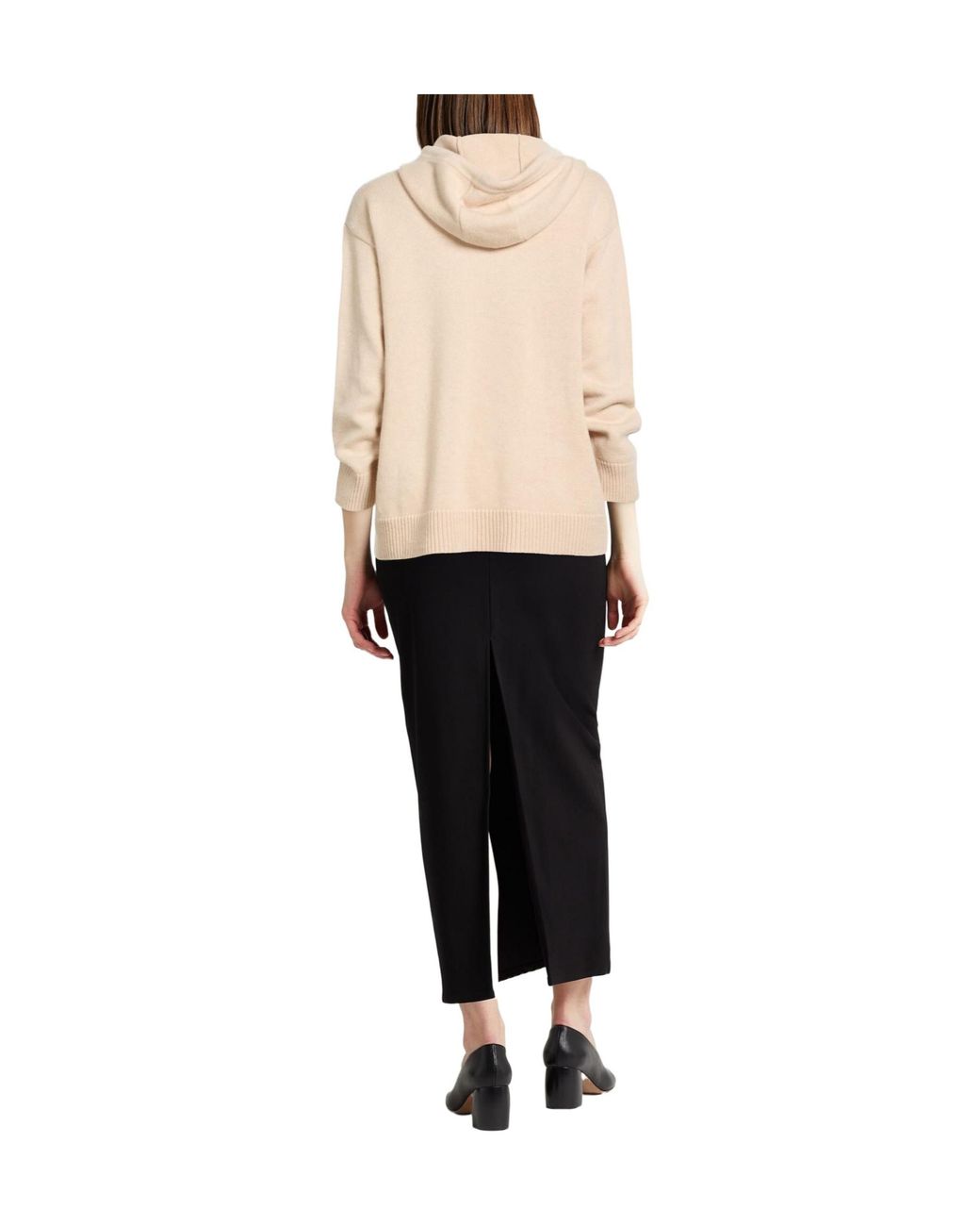 Max Mara Natural Solid Color Hooded Knitted Sweater
