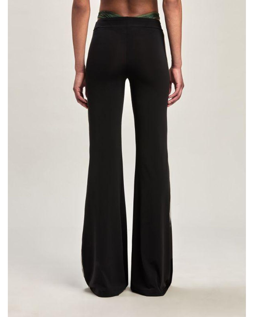 Palm Angels Black Side Stripe Detailed Flared Trousers