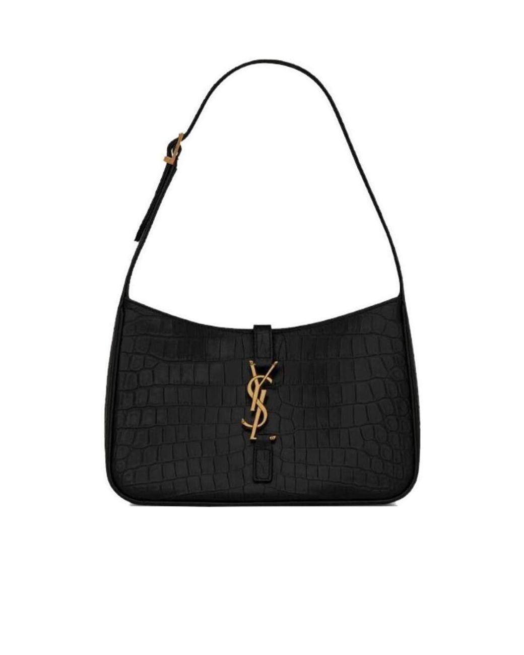 Saint Laurent Black Le 5 À 7 Embossed Shoulder Bag