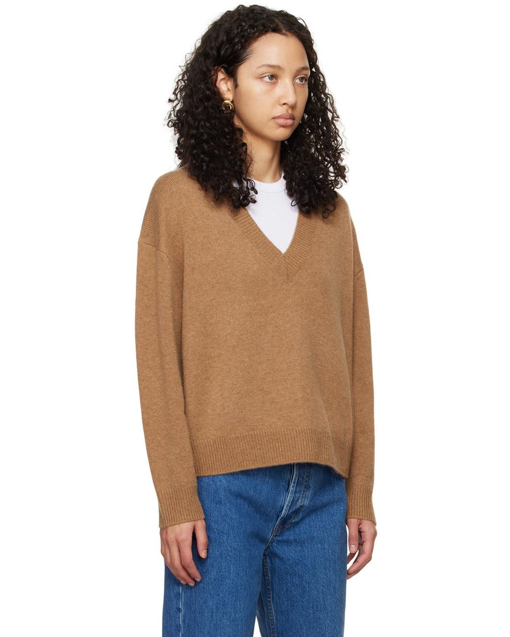 Anine Bing Blue Lee V-Neck Cashmere Jumper