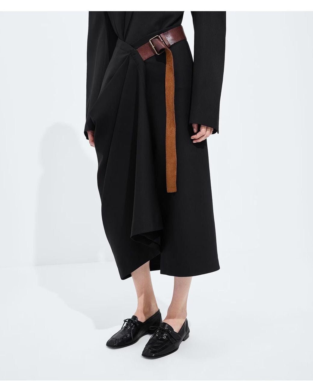 Bottega Veneta Black Grain De Poudre Skirt