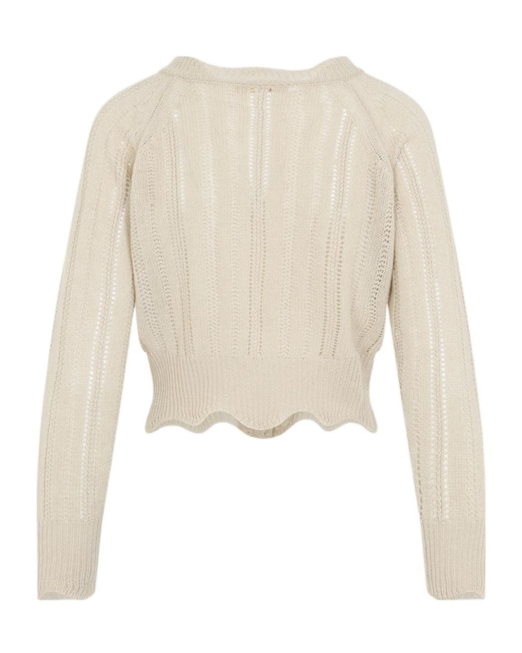 Ermanno Scervino Natural Aphyi Lace Knit Cardigan