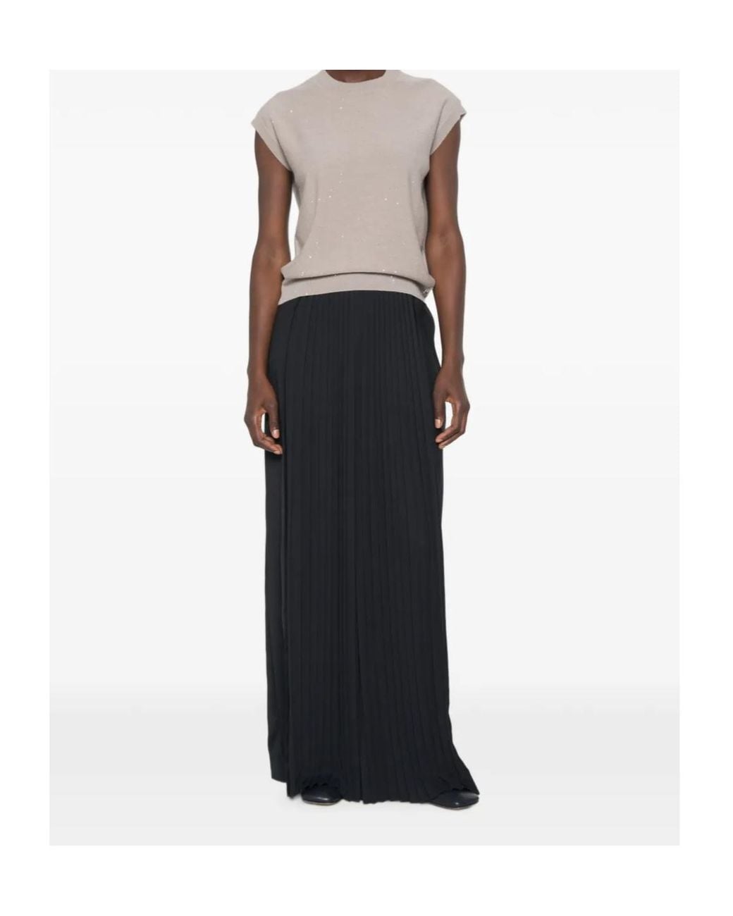 Herno Brown Sequin-Embellished Knit Top
