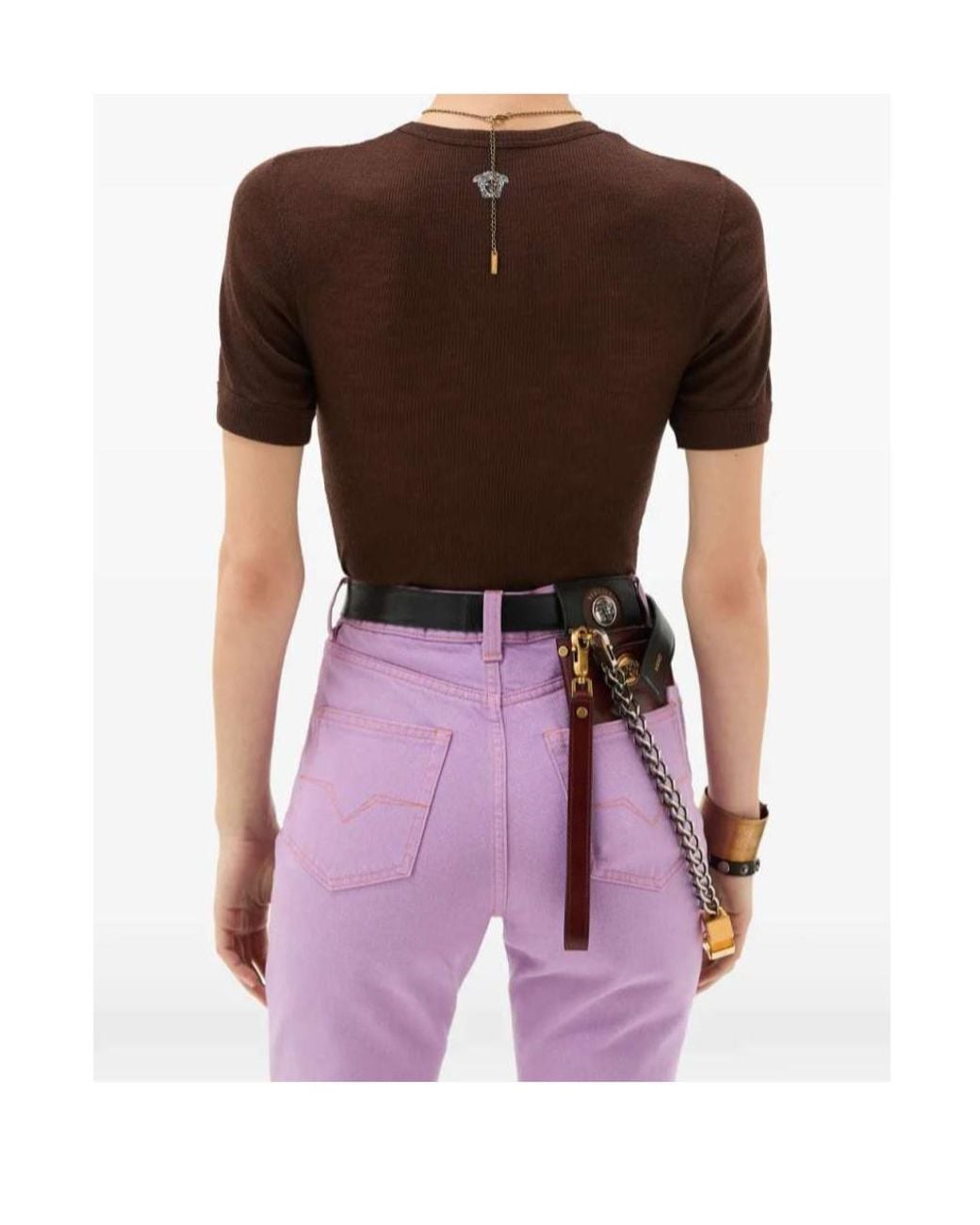 Versace Brown Ribbed T-Shirt