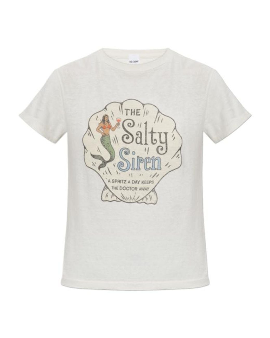 Re/done White Salty Siren Graphic T-Shirt
