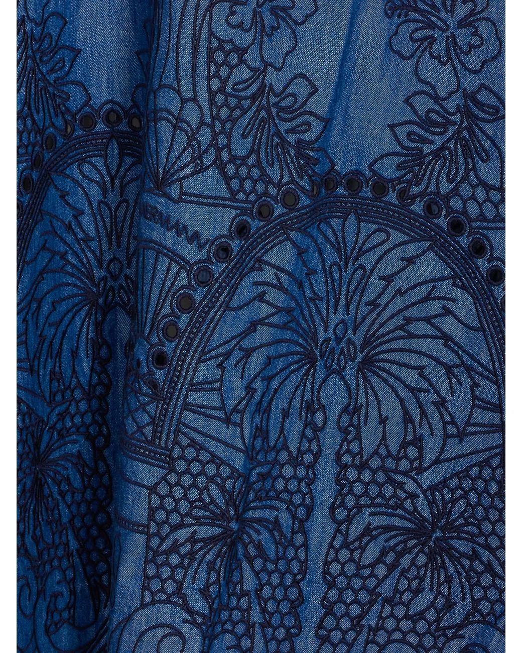 Zimmermann Blue Coco Embroidered Denim Dress