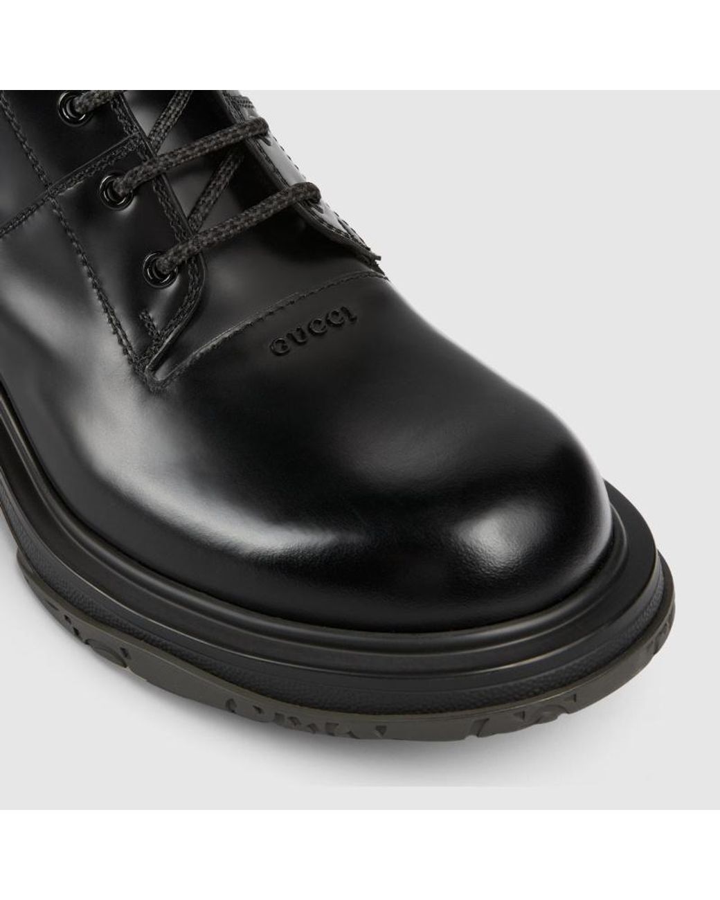 Gucci Black Tonal Logo Lace-Up Boots for men
