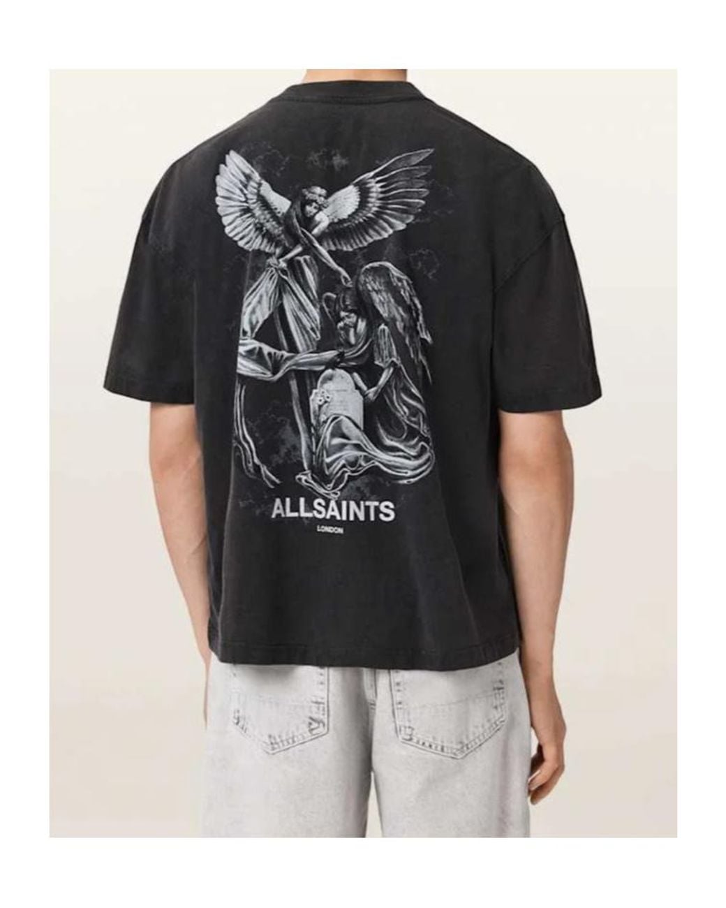 AllSaints Black Seraph Angel-Print T-Shirt for men