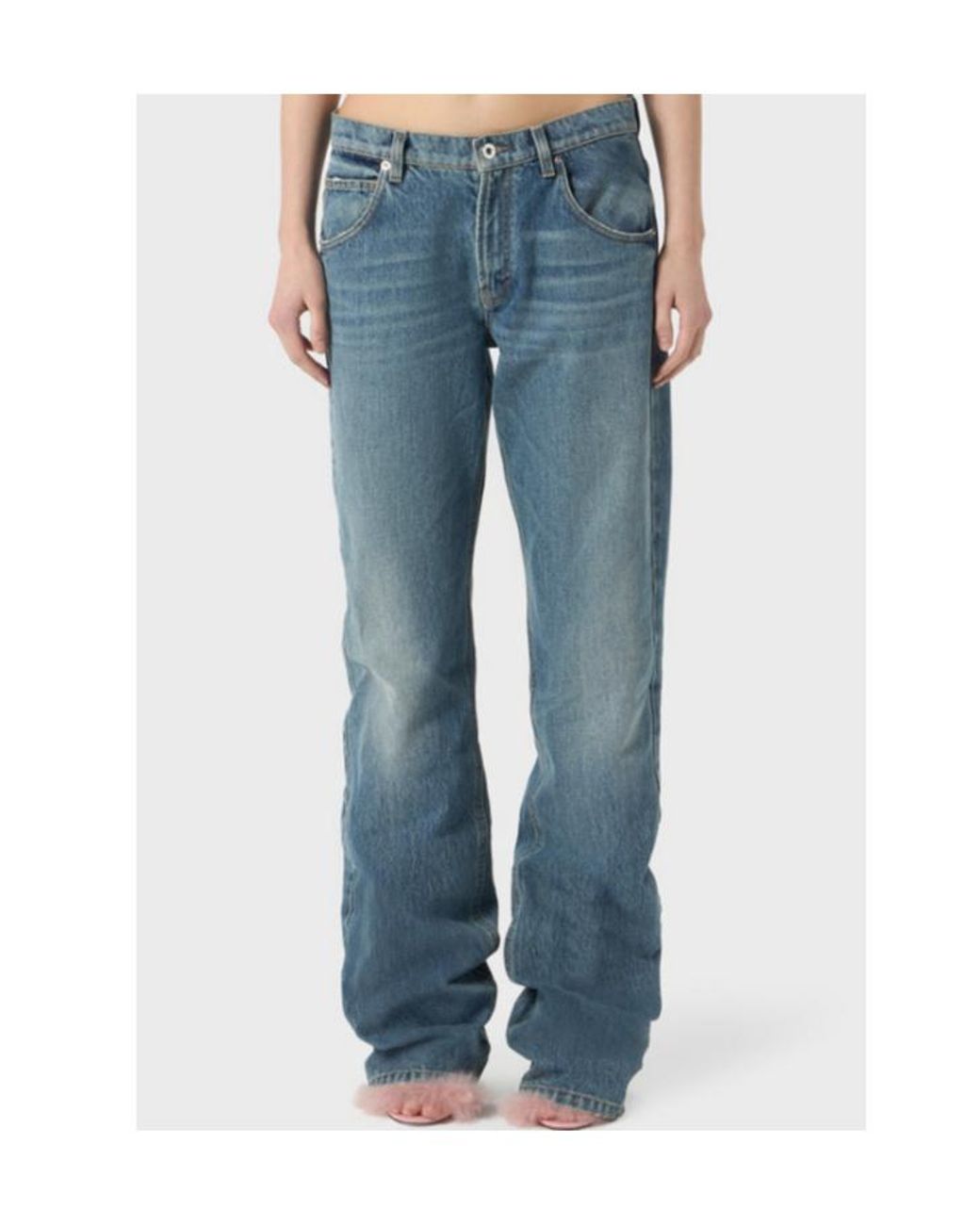 Blumarine Blue Logo Printed Straight-Leg Jeans