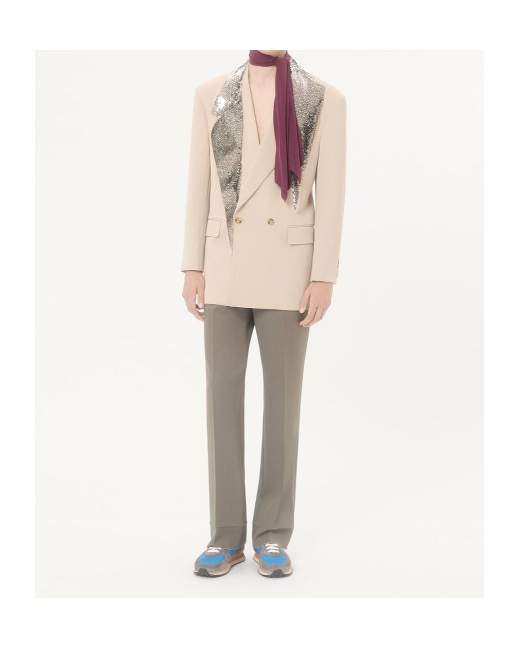 Valentino Gray Pressed-Crease Tailored Trousers for men