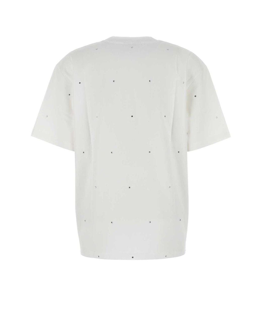 Ganni White Crystal-Embellished Crewneck T-Shirt