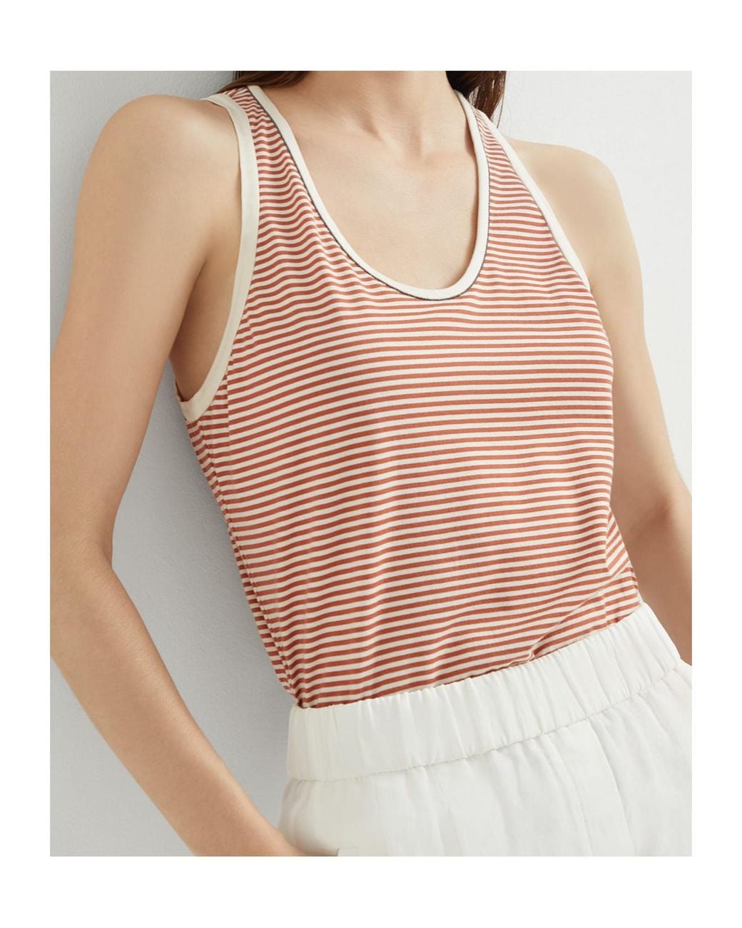 Brunello Cucinelli Red Striped Tank Top