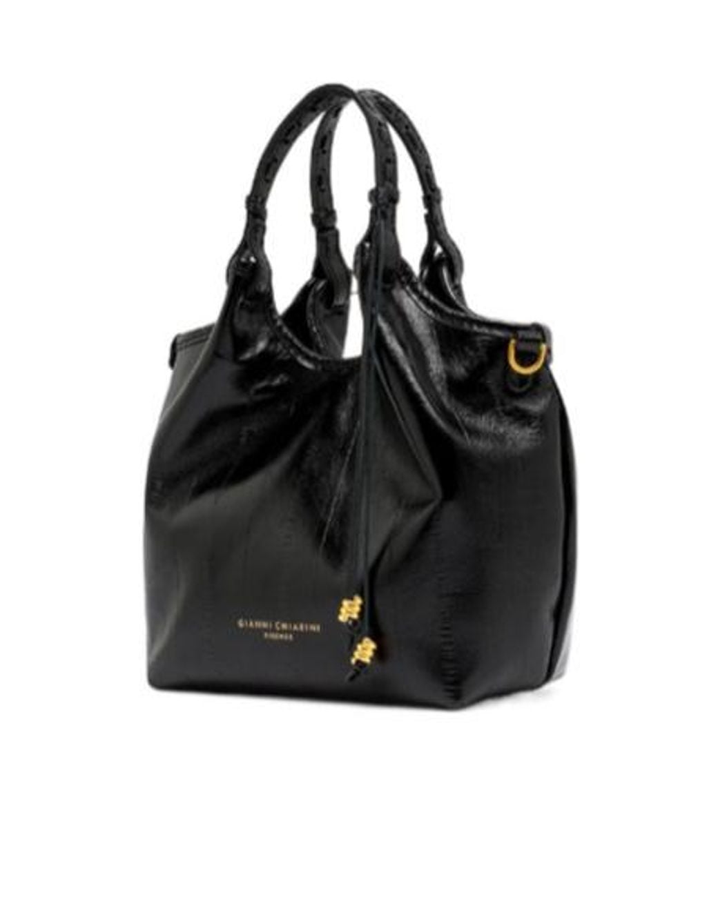 Gianni Chiarini Black Ruched Drawstring Bucket Bag