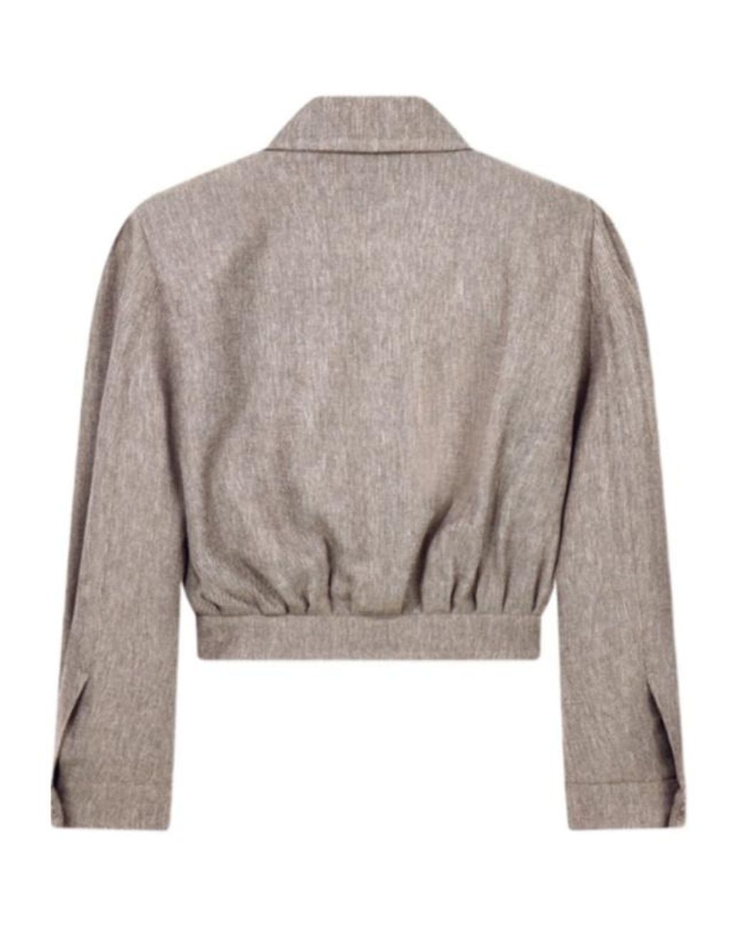 Giorgio Armani Gray Cropped Twill Caban Coat