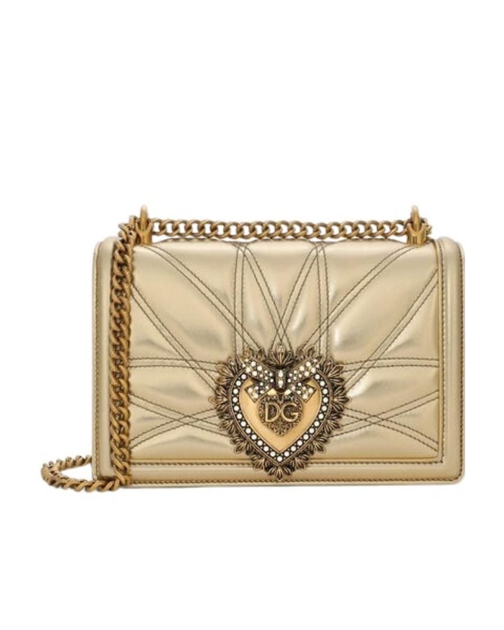 Dolce & Gabbana Natural Medium Quilted Devotion Bag