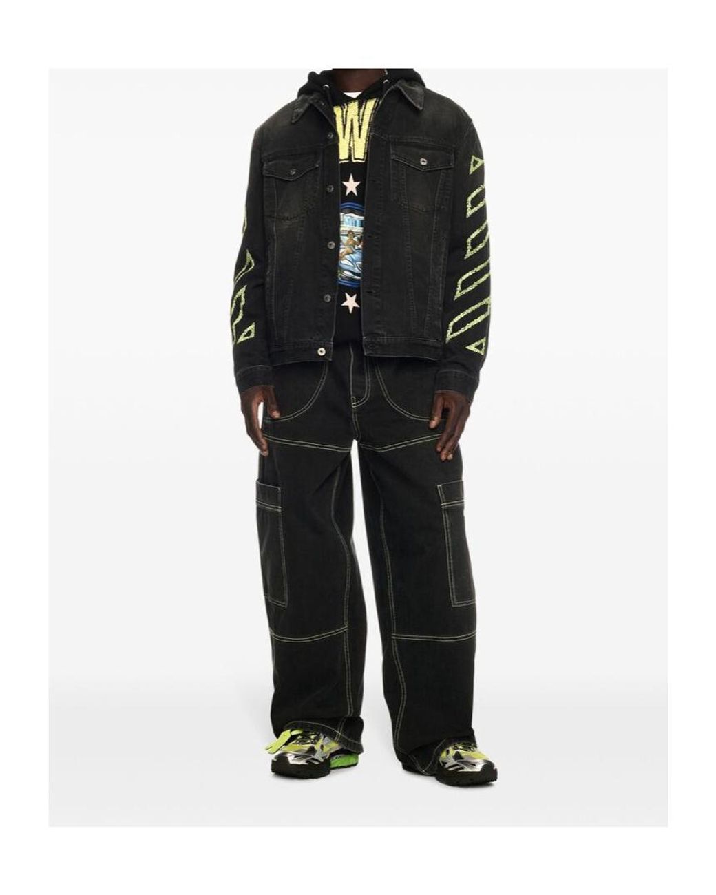 Off-White c/o Virgil Abloh Black Irregular Cargo Jeans for men