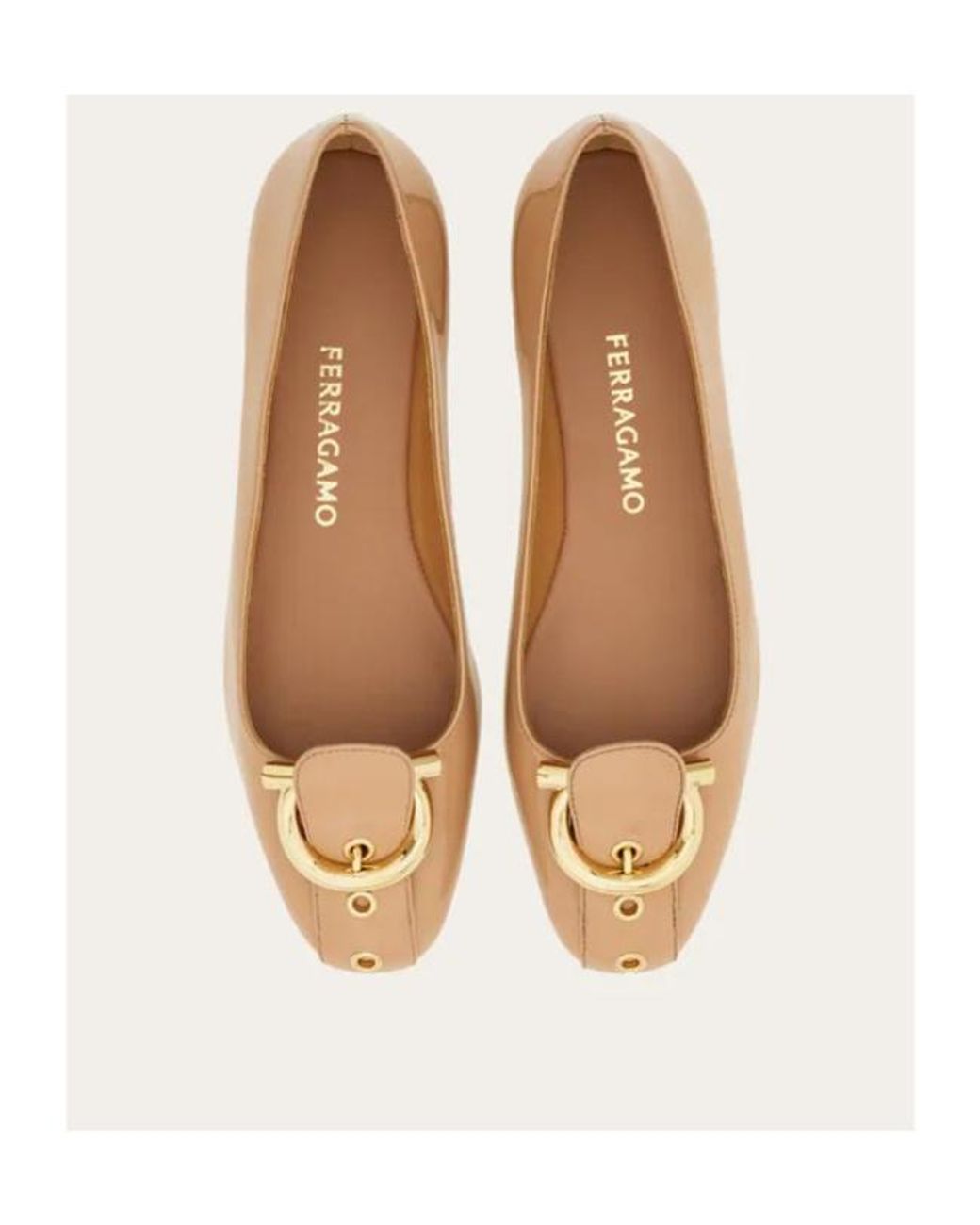 Ferragamo Brown Gancini Ballet Flat