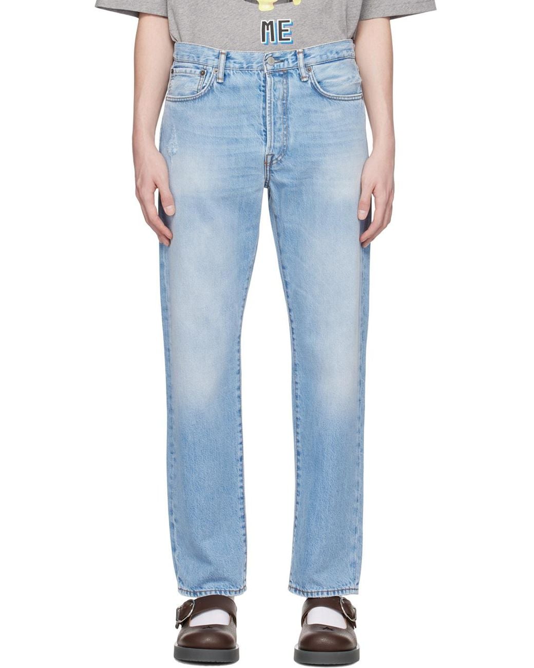 Acne Blue Distressed Regular-Fit Jeans for men