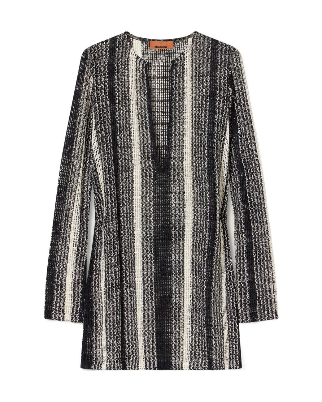 Missoni Gray Striped Metallic Sequin-Embellished Crochet-Knit Dress
