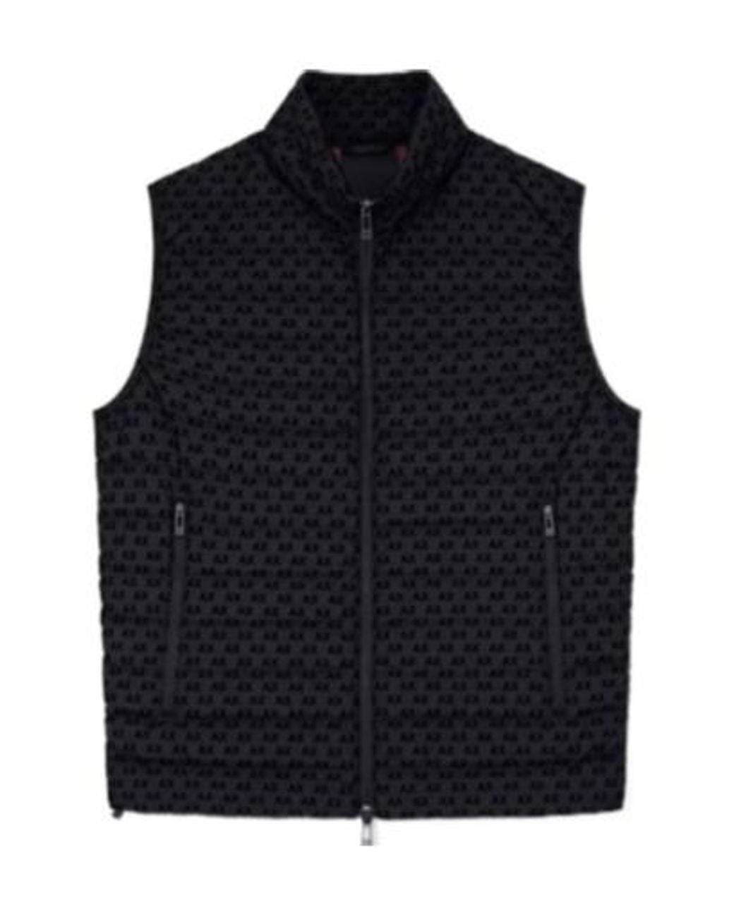 ARMANI EXCHANGE Blue All-Over Logo-Print Quilted Gilet for men