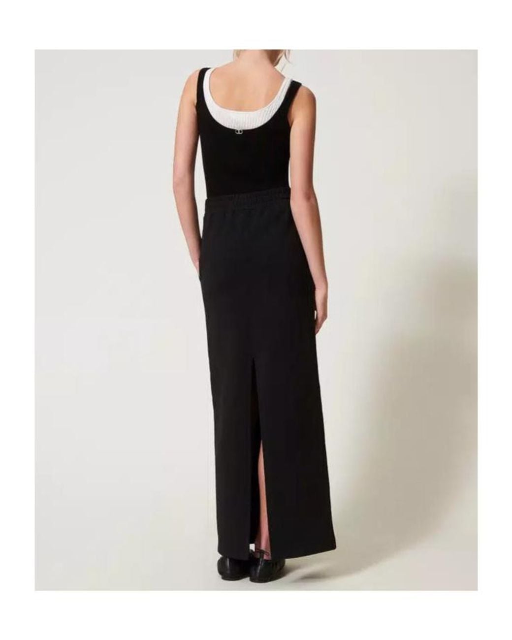 Twinset Black Cotton Maxi Skirt