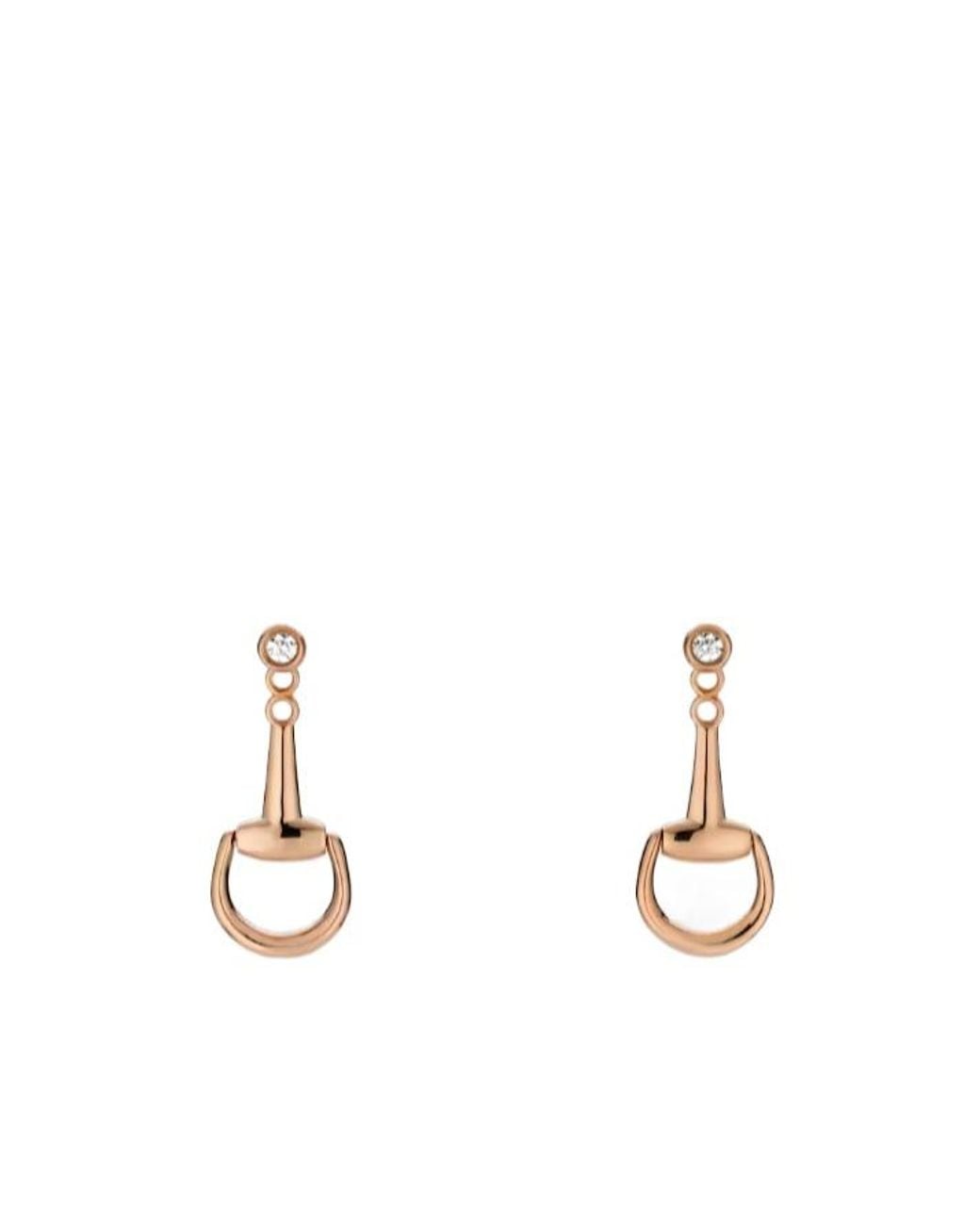 Gucci White Horsebit Diamond 18K Earrings