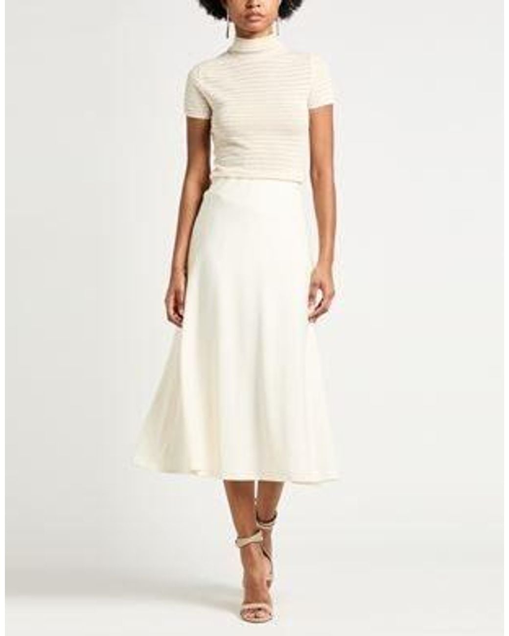 Brunello Cucinelli White Minimalist Stylish Comfortable Stretch A-Line Skirt